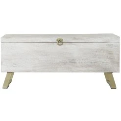 Pegane Coffre De Rangement En Bois Blanc Et Métal Coloris Doré - Longueur 1... 8 Pegane Coffre De Rangement En Bois Blanc Et Métal Coloris Doré - Longueur 1... -magasin Vente-unique coffre de rangement en bois blanc et metal coloris dore longueur 116 x profondeur 40 x hauteur 52 cm 13503286 36984410 1140x1140