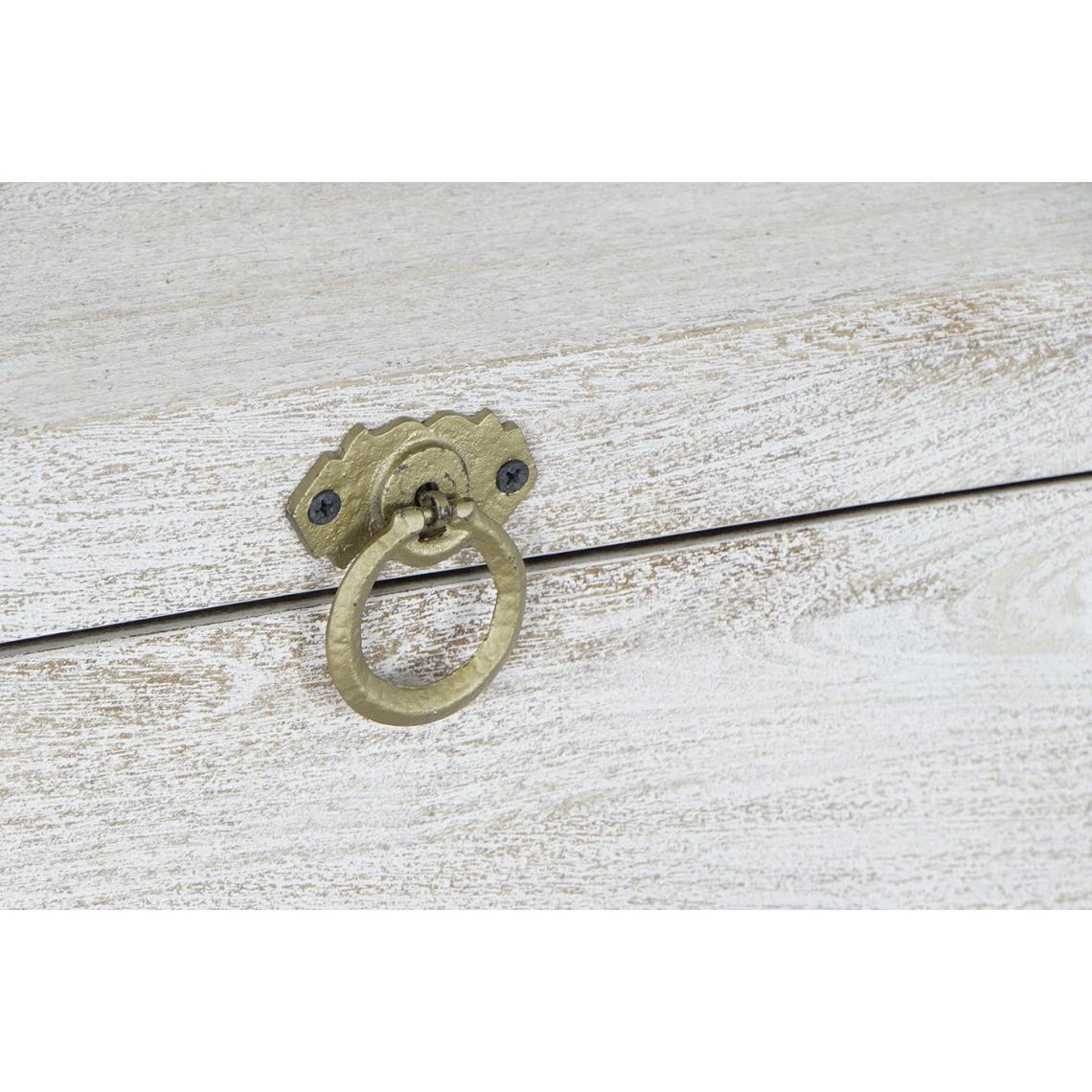 Pegane Coffre De Rangement En Bois Blanc Et Métal Coloris Doré - Longueur 1... 7 Pegane Coffre De Rangement En Bois Blanc Et Métal Coloris Doré - Longueur 1... – Image 5