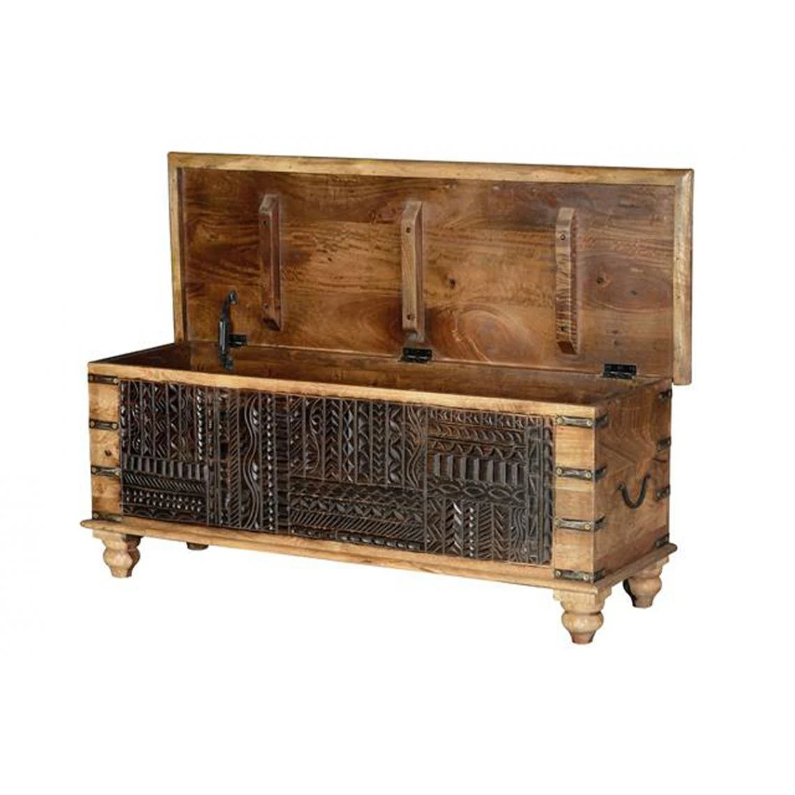 Pegane Coffre De Rangement En Bois De Manguier Coloris Naturel - Longueur 116... 4 Pegane Coffre De Rangement En Bois De Manguier Coloris Naturel - Longueur 116... – Image 2