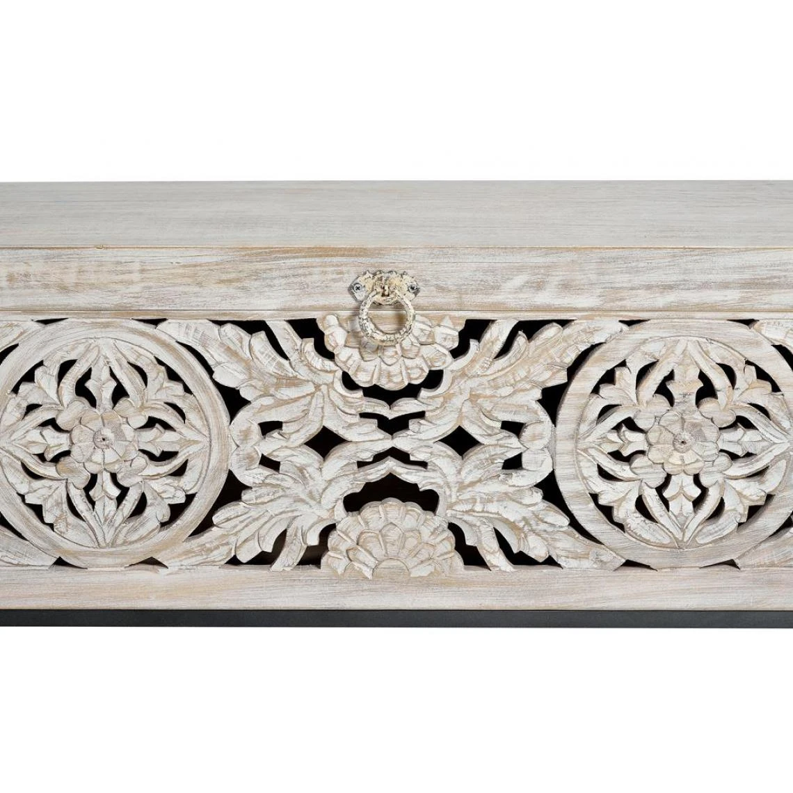 Pegane Coffre De Rangement En Bois De Manguier / Fer Coloris Gris Vieilli - L... 6 Pegane Coffre De Rangement En Bois De Manguier / Fer Coloris Gris Vieilli - L... – Image 4