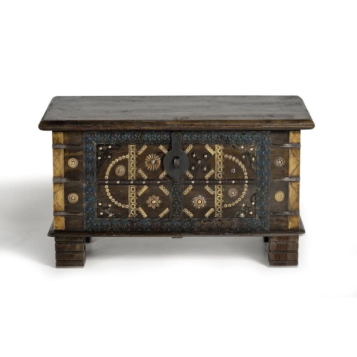 Pegane Coffre De Rangement En Bois De Manguier / Fer Coloris Noyer Foncé - L... 3 Pegane Coffre De Rangement En Bois De Manguier / Fer Coloris Noyer Foncé - L...