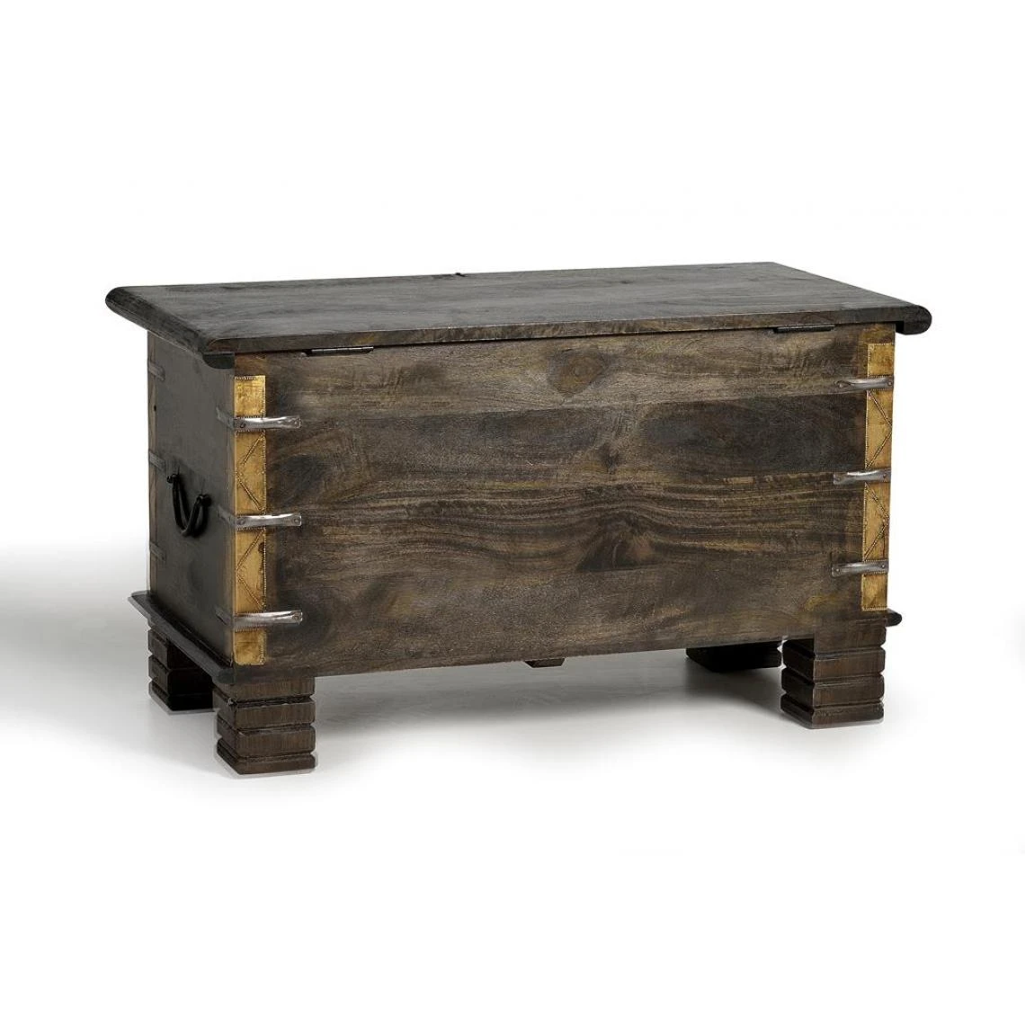 Pegane Coffre De Rangement En Bois De Manguier / Fer Coloris Noyer Foncé - L... 6 Pegane Coffre De Rangement En Bois De Manguier / Fer Coloris Noyer Foncé - L... – Image 4