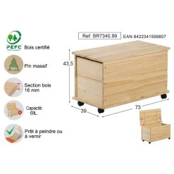 Astigarraga Coffre De Rangement En Pin Massif Avec 4 Roulettes 69 Litres. 8 Astigarraga Coffre De Rangement En Pin Massif Avec 4 Roulettes 69 Litres. -magasin Vente-unique coffre de rangement en pin massif avec 4 roulettes 69 litres 9311865 24297733 1140x1140