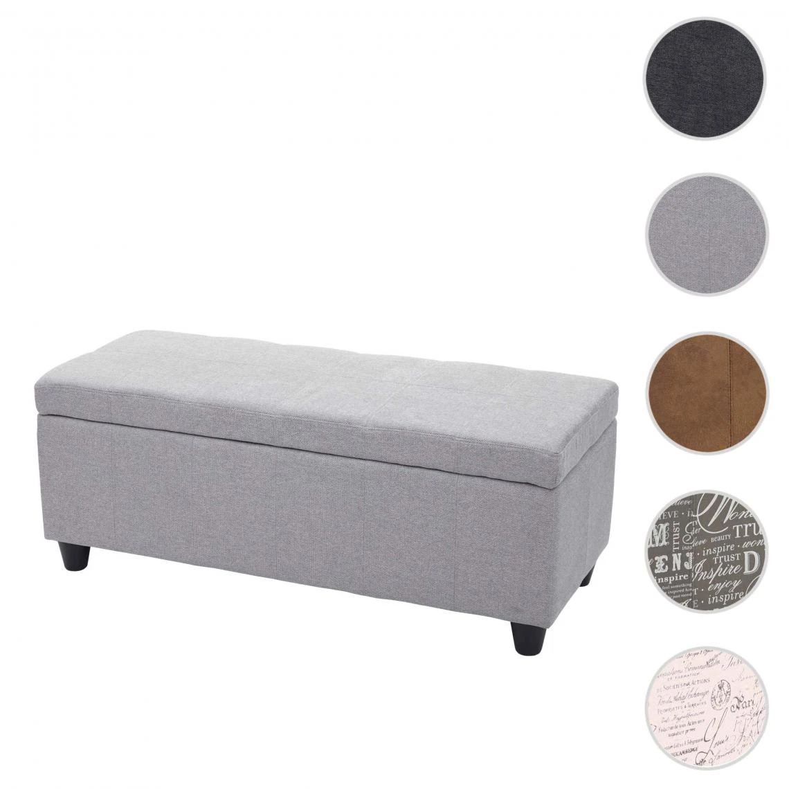 Mendler Coffre De Rangement Kriens, Banc, Tissu/textile, 45x114x45cm ~ Gris Cl... 3 Mendler Coffre De Rangement Kriens, Banc, Tissu/textile, 45x114x45cm ~ Gris Cl...