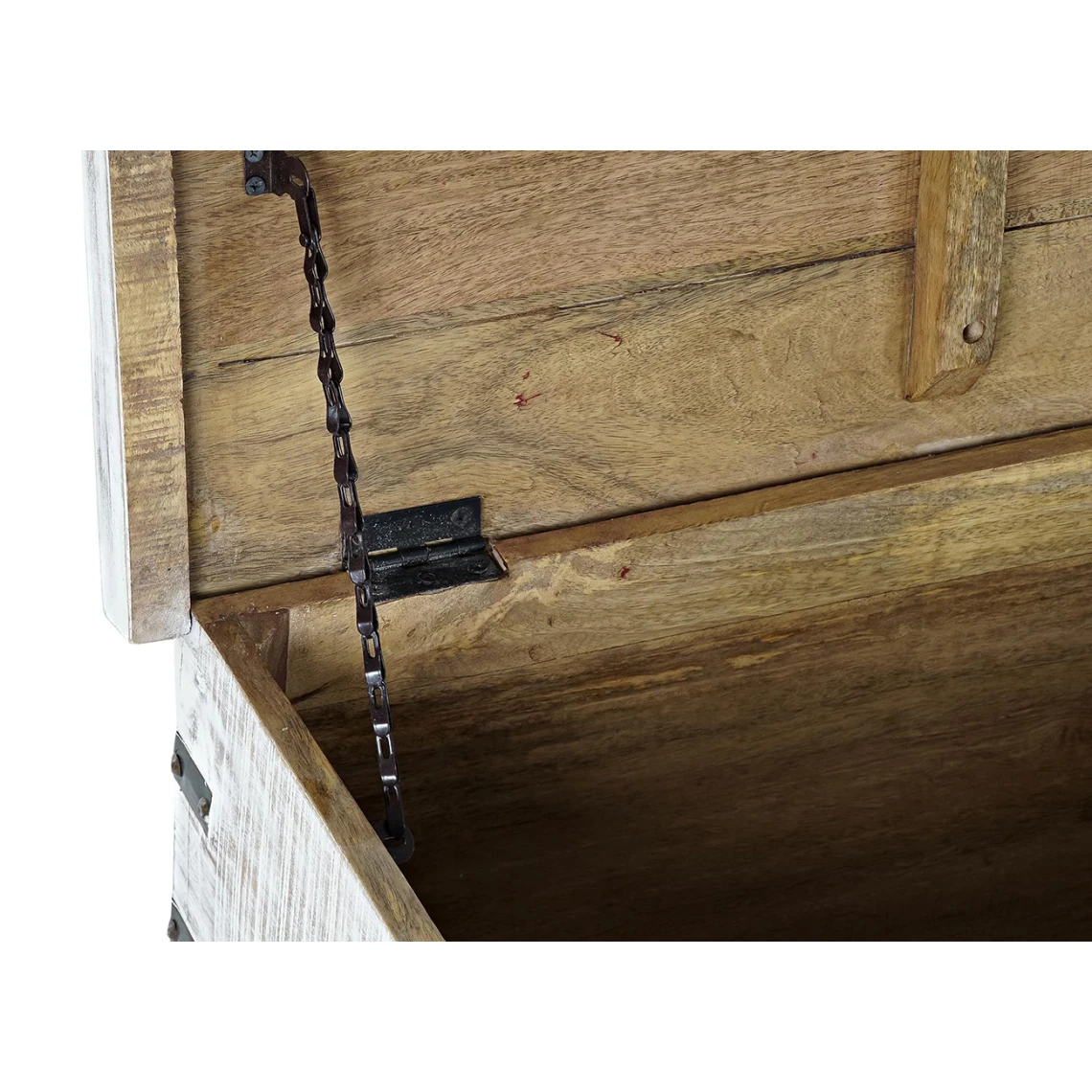 Pegane Coffre En Bois De Manguier Coloris Blanc Et Métal Noir - Longueur 116... 5 Pegane Coffre En Bois De Manguier Coloris Blanc Et Métal Noir - Longueur 116... – Image 3