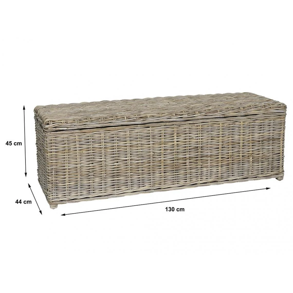 Vente-unique Coffre De Rangement En Kubu GAO - L130 X P45 X H44 Cm - Gris Naturel 6 Vente-unique Coffre De Rangement En Kubu GAO - L130 X P45 X H44 Cm - Gris Naturel – Image 4
