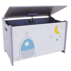 JEMINI Coffre à Jouets Garcon En Bois Theme Espace -magasin Vente-unique coffre jouets securise enfant