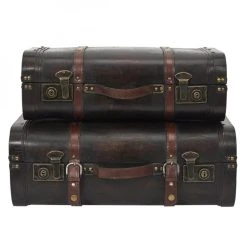 Altobuy CURTIS - Lot De 2 Malles De Rangement Vintage Simili Cuir