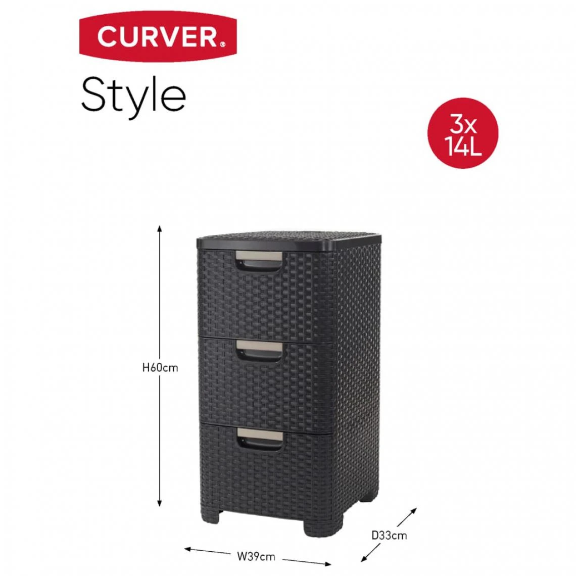 Curver Armoire à Tiroirs Style 42 L Anthracite 6 Curver Armoire à Tiroirs Style 42 L Anthracite – Image 4