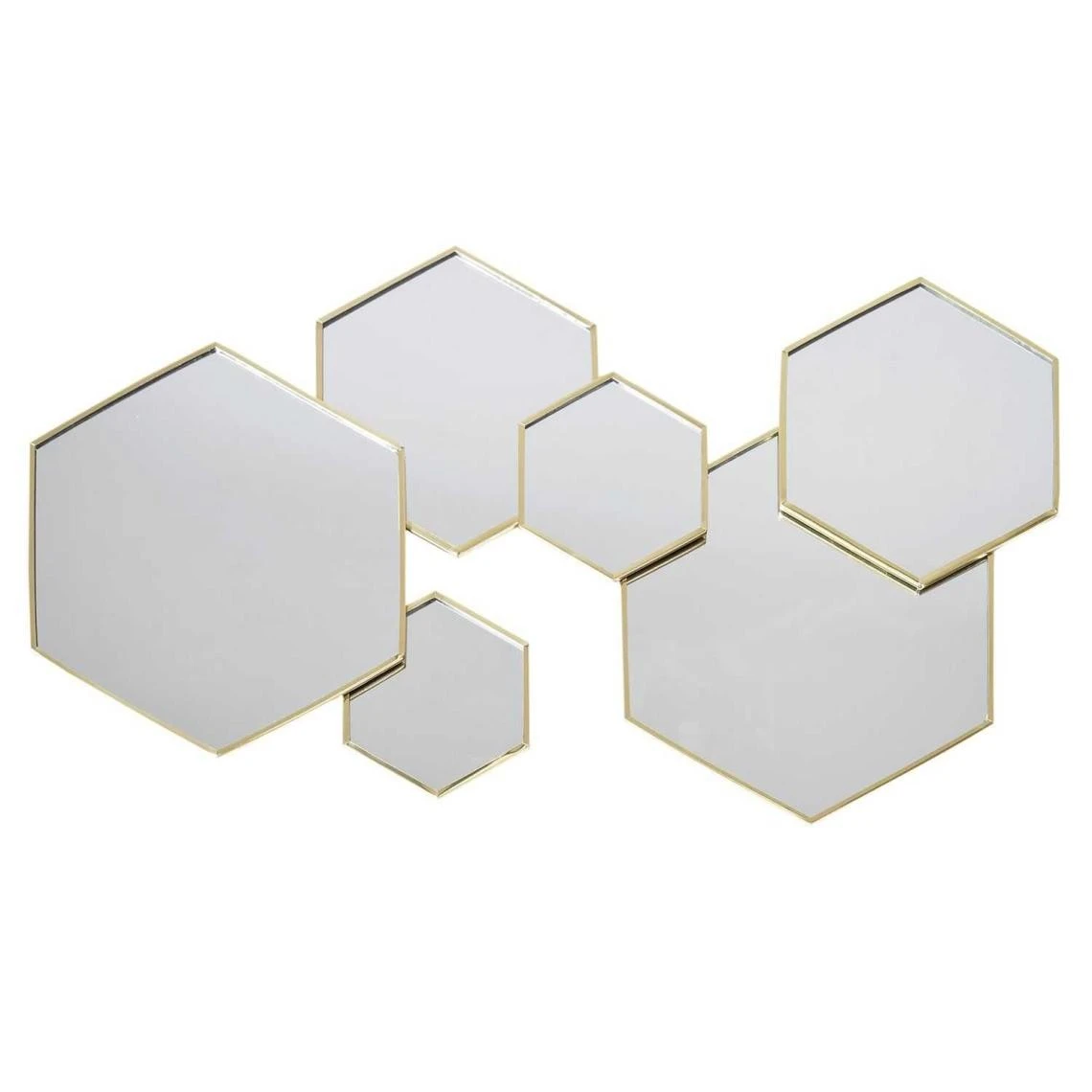 TOILINUX Décoration Murale 6 Miroirs Hexagonaux 57x35cm - Doré 3 TOILINUX Décoration Murale 6 Miroirs Hexagonaux 57x35cm - Doré