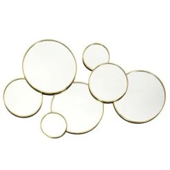 TOILINUX Décoration Murale 7 Miroirs Ronds 57x35cm - Doré