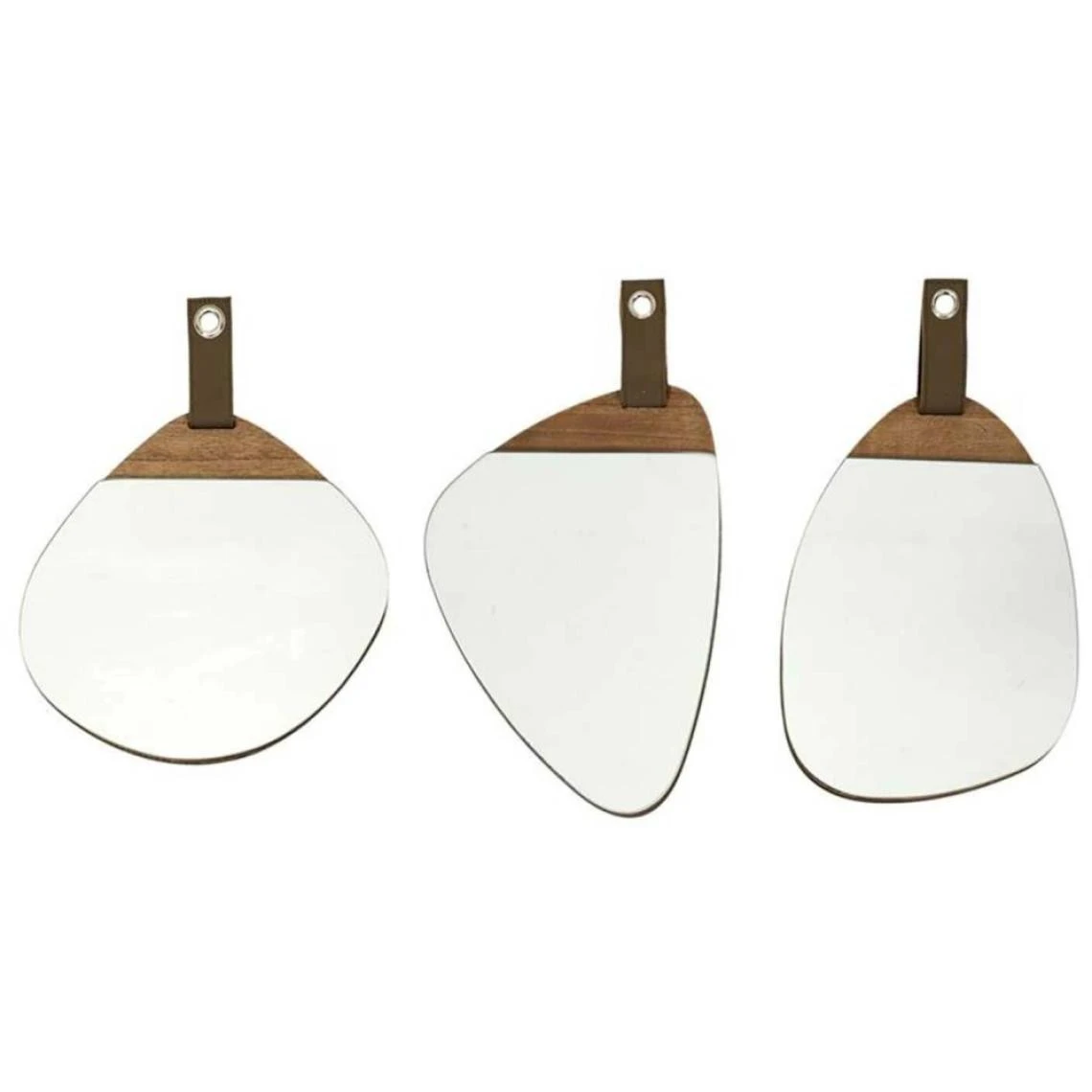 The Home Deco Factory Décoration Murale Set De 3 Miroirs Style Barbier En Bois Et Anse En P... 3 The Home Deco Factory Décoration Murale Set De 3 Miroirs Style Barbier En Bois Et Anse En P...