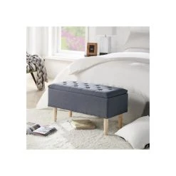 Marque Generique EMILIE Banc Avec Coffre De Rangement - Tissu Gris - Classique - L 80 X...