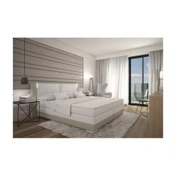 Vente-unique Ensemble Boxspring Complet Tête De Lit Avec Leds + Sommiers + Matelas... -magasin Vente-unique ensemble boxspring complet tete de lit avec leds sommiers matelas surmatelas asti de dreamea 160 x 200 cm simili creme et blanc 10332342 26709054 1140x1140