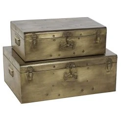 Pegane Ensemble De 2 Coffres En Métal Coloris Doré