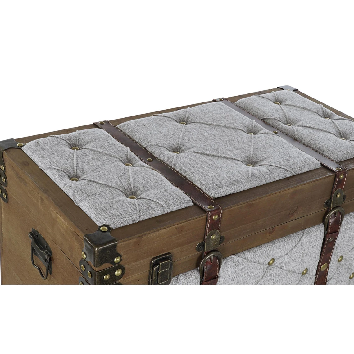 Pegane Ensemble De 3 Coffres / Bancs En Bois Et Polyester, Coloris Gris 5 Pegane Ensemble De 3 Coffres / Bancs En Bois Et Polyester, Coloris Gris – Image 3