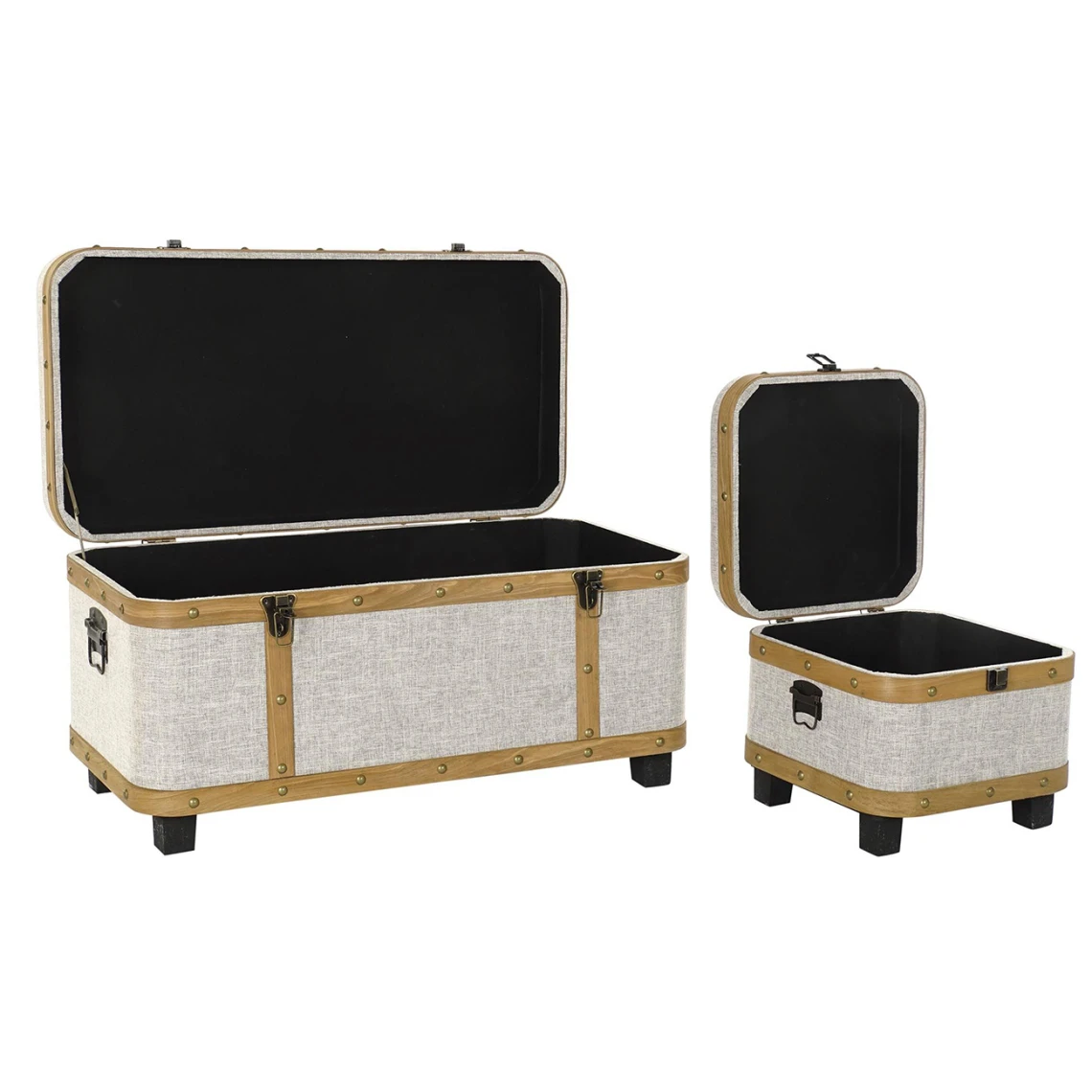 Pegane Ensemble De 3 Coffres / Bancs En Bois Et Polyester Coloris Blanc 4 Pegane Ensemble De 3 Coffres / Bancs En Bois Et Polyester Coloris Blanc – Image 2