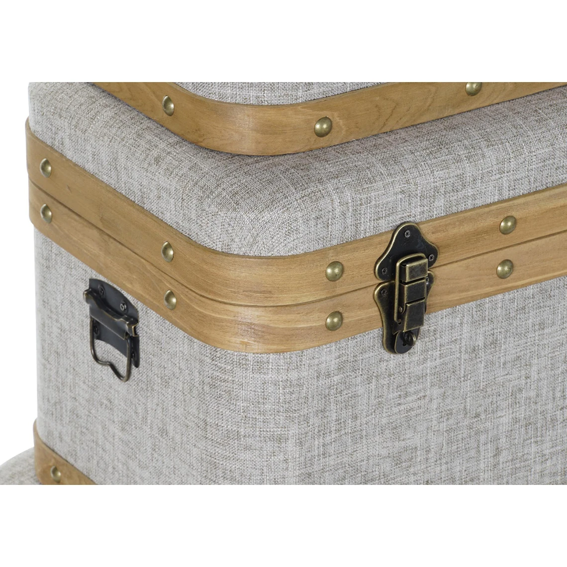 Pegane Ensemble De 3 Coffres / Bancs En Bois Et Polyester Coloris Beige. 4 Pegane Ensemble De 3 Coffres / Bancs En Bois Et Polyester Coloris Beige. – Image 2