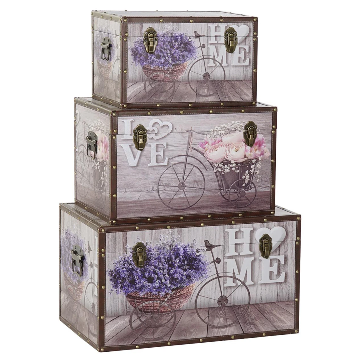 Pegane Ensemble De 3 Coffres En MDF Et Toile Coloris Gris Motif Vélo 3 Pegane Ensemble De 3 Coffres En MDF Et Toile Coloris Gris Motif Vélo