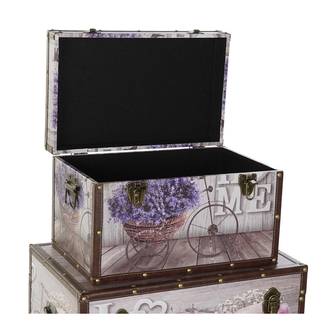 Pegane Ensemble De 3 Coffres En MDF Et Toile Coloris Gris Motif Vélo 5 Pegane Ensemble De 3 Coffres En MDF Et Toile Coloris Gris Motif Vélo – Image 3