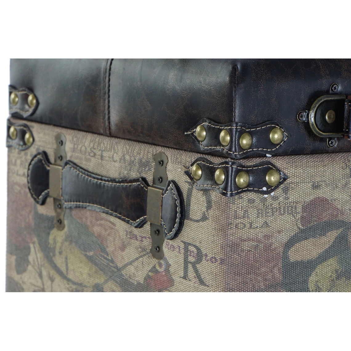 Pegane Ensemble De 3 Coffres / Poufs En Bois Et Lin Coloris Marron Motif Oise... 4 Pegane Ensemble De 3 Coffres / Poufs En Bois Et Lin Coloris Marron Motif Oise... – Image 2