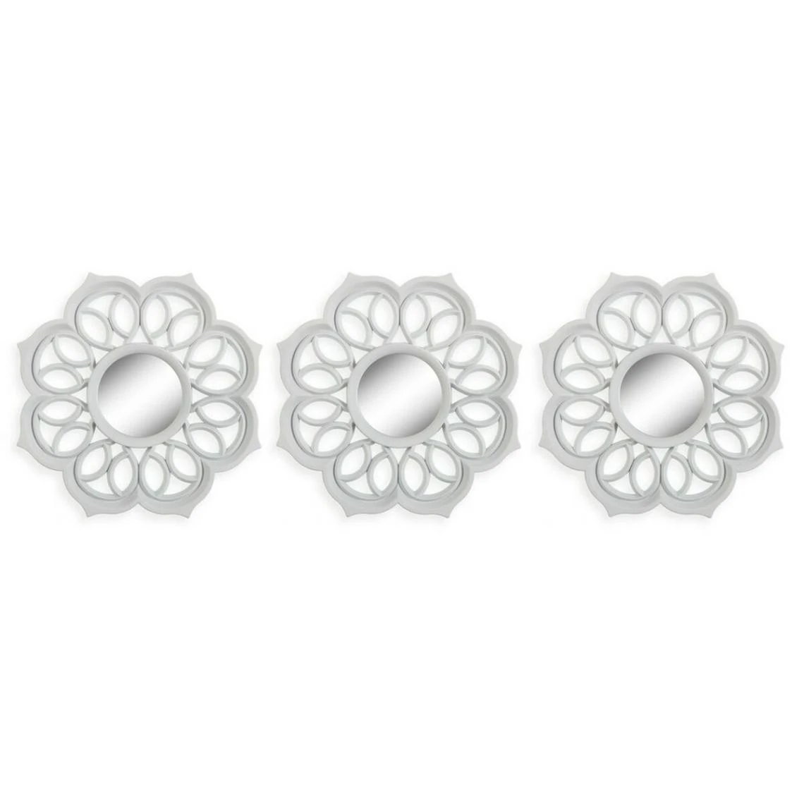 Versa Ensemble De Miroirs Mural Blanc Plastique (25 X 25 Cm) (3 Pcs) 3 Versa Ensemble De Miroirs Mural Blanc Plastique (25 X 25 Cm) (3 Pcs)