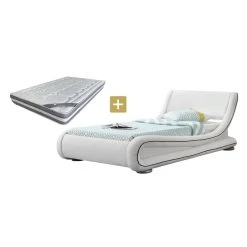 Fournier Decoration Ensemble Love Lit Pu Blanc 90 + Matelas Nuage 24 Cm