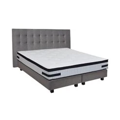 MES Ensemble Matelas 180x200 + Sommier + Tête De Lit Gris CONFORTLUXE