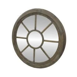 L'Héritier Du Temps Grand Miroir Mural Rond Glace Façon Ancienne Roue Géante En Bois 6x9...