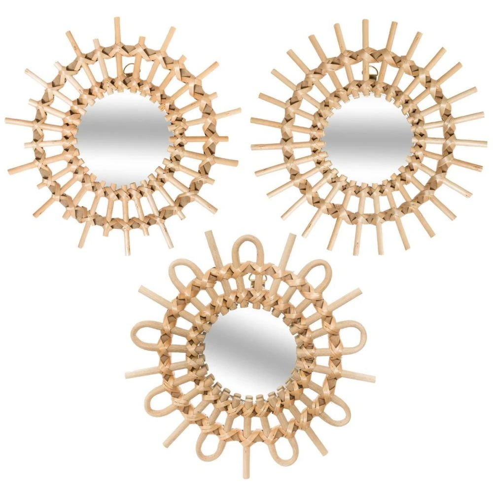 Atmosphera, Createur D'Interieur 3 Miroirs Rotin Soleil - Atmosphera 3 Atmosphera, Createur D'Interieur 3 Miroirs Rotin Soleil - Atmosphera