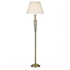 Lumiere Lampadaire Complet Avec Abat-jour Conique Rond En Laiton Antique