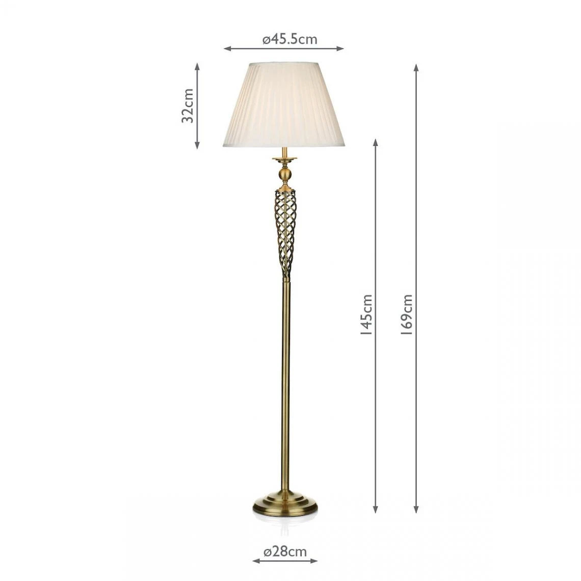 Lumiere Lampadaire Complet Avec Abat-jour Conique Rond En Laiton Antique 4 Lumiere Lampadaire Complet Avec Abat-jour Conique Rond En Laiton Antique – Image 2