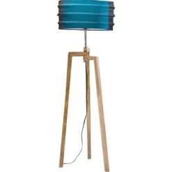 Kare Design Lampadaire Industrie En Bois Et Métal Bleu Manhattan