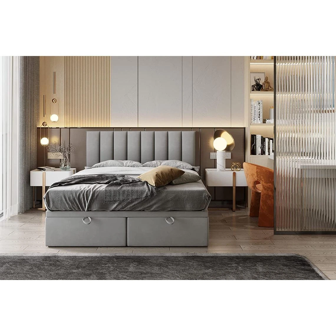 TRADA Lit Adulte Rembourré Bond Avec Rangement Et Matelas Ressorts Ensaché... 4 TRADA Lit Adulte Rembourré Bond Avec Rangement Et Matelas Ressorts Ensaché... – Image 2