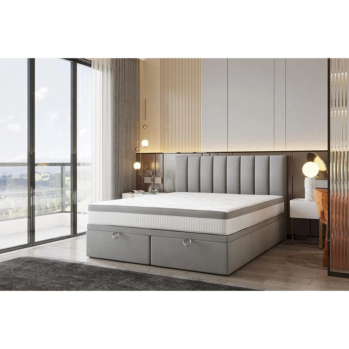 TRADA Lit Adulte Rembourré Bond Avec Rangement Et Matelas Ressorts Ensaché... 5 TRADA Lit Adulte Rembourré Bond Avec Rangement Et Matelas Ressorts Ensaché... – Image 3