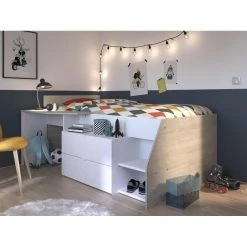 Vente-unique Lit Avec Bureau Et Rangements - 90 X 200 Cm - Blanc Et Naturel + Sommi... 8 Vente-unique Lit Avec Bureau Et Rangements - 90 X 200 Cm - Blanc Et Naturel + Sommi... -magasin Vente-unique lit avec bureau et rangements 90 x 200 cm blanc et naturel sommier gisele 14085522 39137304 1140x1140