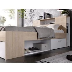 Vente-unique Lit Avec Tête De Lit Rangements Et Tiroirs - 160 X 200 Cm - Coloris :... 11 Vente-unique Lit Avec Tête De Lit Rangements Et Tiroirs - 160 X 200 Cm - Coloris :... -magasin Vente-unique lit avec tete de lit rangements et tiroirs 160 x 200 cm coloris naturel et blanc chevets leandre 14057354 39026548 1140x1140