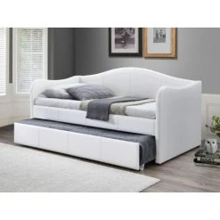 Vente-unique Lit Banquette Gigogne MATHILDE - 2 X 90 X 190 Cm - Simili - Blanc