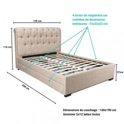 Le Quai Des Affaires Lit CHELSEA 140x190 + 4 Tiroirs + Sommier / Beige 9 Le Quai Des Affaires Lit CHELSEA 140x190 + 4 Tiroirs + Sommier / Beige -magasin Vente-unique lit chelsea 140x190 4 tiroirs sommier beige 10950290 28599536 1140x1140