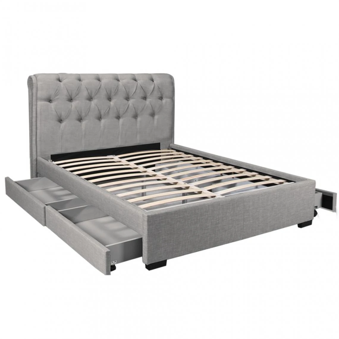 Le Quai Des Affaires Lit CHELSEA 140x190 + 4 Tiroirs + Sommier / Gris Clair 4 Le Quai Des Affaires Lit CHELSEA 140x190 + 4 Tiroirs + Sommier / Gris Clair – Image 2