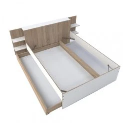 Le Quai Des Affaires Lit CITY 140x190 + Tête De Lit Chevet + 1 Maxi Tiroir / Blanc & Chê... -magasin Vente-unique lit city 140x190 tete de lit chevet 1 maxi tiroir blanc et chene blanchi 10950292 28599542 1140x1140