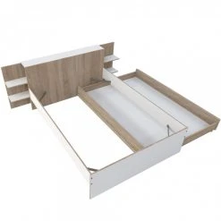 Le Quai Des Affaires Lit CITY 140x190 + Tête De Lit Chevet + 1 Maxi Tiroir / Blanc & Chê... -magasin Vente-unique lit city 140x190 tete de lit chevet 1 maxi tiroir blanc et chene blanchi 10950292 28599546 1140x1140