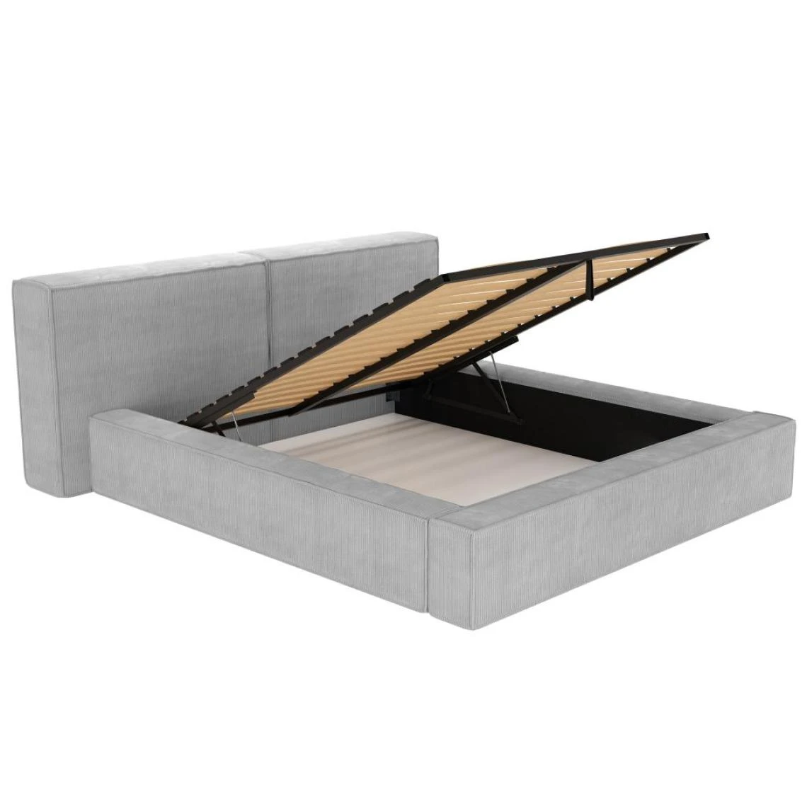 Vente-unique Lit Coffre 180 X 200 Cm - Velours Côtelé - Gris Clair - TIMANO 7 Vente-unique Lit Coffre 180 X 200 Cm - Velours Côtelé - Gris Clair - TIMANO – Image 5