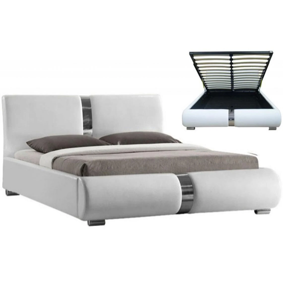 3S. X Home Lit Coffre Sommier Relevable Blanc 160x200cm VITARA 3 3S. X Home Lit Coffre Sommier Relevable Blanc 160x200cm VITARA