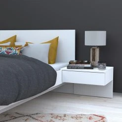 Le Quai Des Affaires Lit COOL 140x190 Cm + 2 Chevets + Sommier / Blanc -magasin Vente-unique lit cool 140x190 cm 2 chevets sommier blanc 10453012 27058186 1140x1140