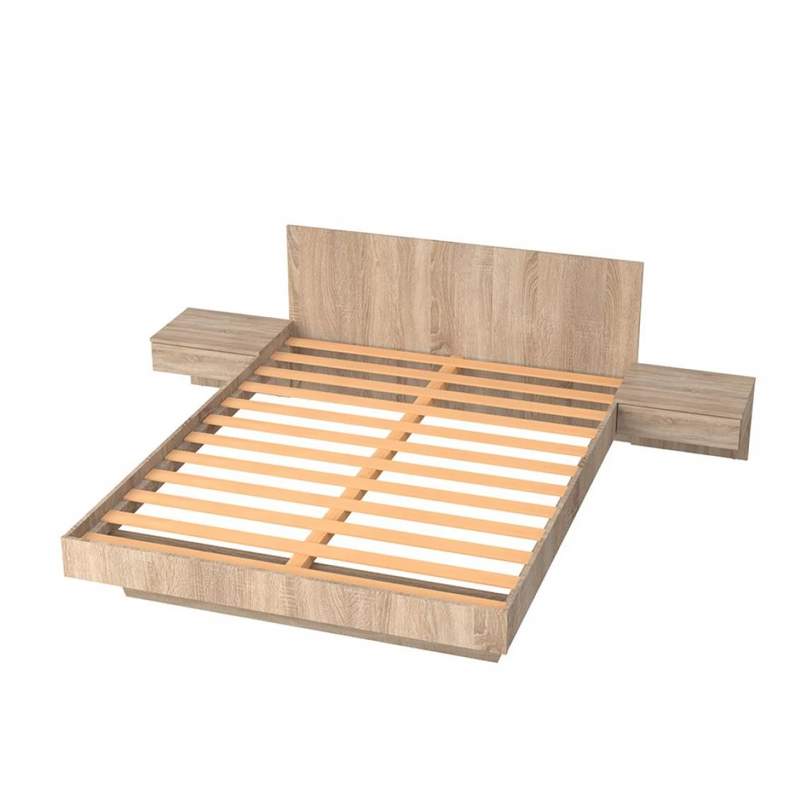 Le Quai Des Affaires Lit COOL 140x190 Cm + 2 Chevets + Sommier / Chêne Blanchi 4 Le Quai Des Affaires Lit COOL 140x190 Cm + 2 Chevets + Sommier / Chêne Blanchi – Image 2