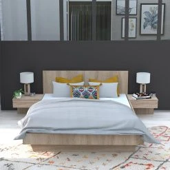 Le Quai Des Affaires Lit COOL 140x190 Cm + 2 Chevets + Sommier / Chêne Blanchi 11 Le Quai Des Affaires Lit COOL 140x190 Cm + 2 Chevets + Sommier / Chêne Blanchi -magasin Vente-unique lit cool 140x190 cm 2 chevets sommier chene blanchi 10453008 27058170 1140x1140