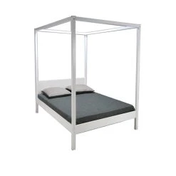 Le Quai Des Affaires Lit Double à Baldaquin ROMANCE 140x190 / Blanc -magasin Vente-unique lit double a baldaquin romance 140x190 blanc 8121999 20682659 1140x1140