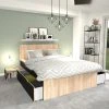 Le Quai Des Affaires Lit Double ZENIA 140x190 + 2 Chevets + 2 Tiroirs / Chêne Blanchi & No... -magasin Vente-unique lit double zenia 140x190 2 chevets 2 tiroirs chene blanchi et noir 12039854 31909570 1140x1140