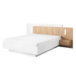 Vente-unique Lit Avec Chevets 160 X 200 Cm - 2 Tiroirs - Avec LEDs - Coloris : Blan... -magasin Vente-unique lit francoli 11919446 31546880 1140x1140